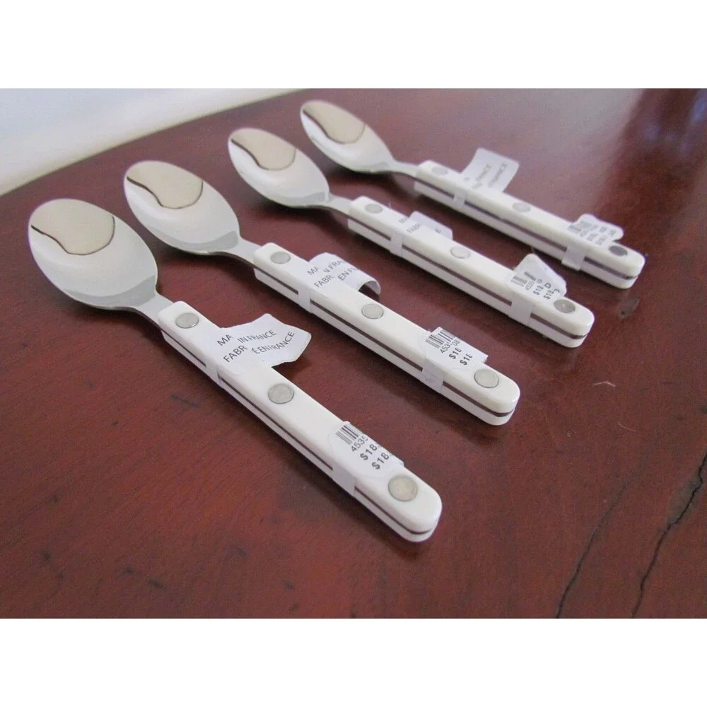 NEW Sabre France Bistrot Solid Teaspon Set of 4 White Handle Anthropologie